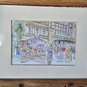 Vintage John Thorne 1992 Signed Mat‎ Framed Watercolor Victoria Station London
